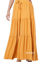 Tiered Ruffle Raw Hem Maxi Skirt