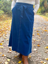 Denim blue Skirt with tie belt