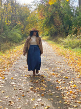 Denim blue Skirt with tie belt