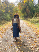 Denim blue Skirt with tie belt