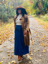 Denim blue Skirt with tie belt